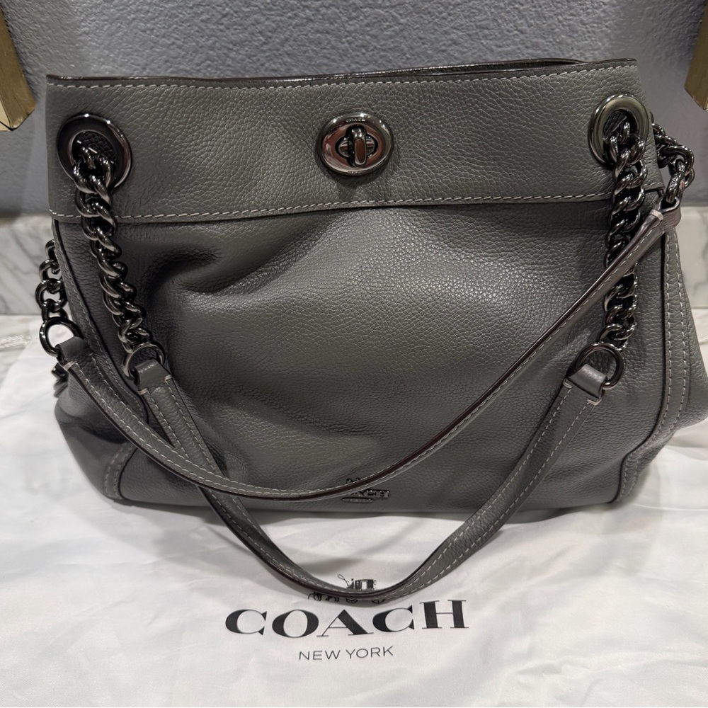 Coach Charcoal Leather Shoulder Bag